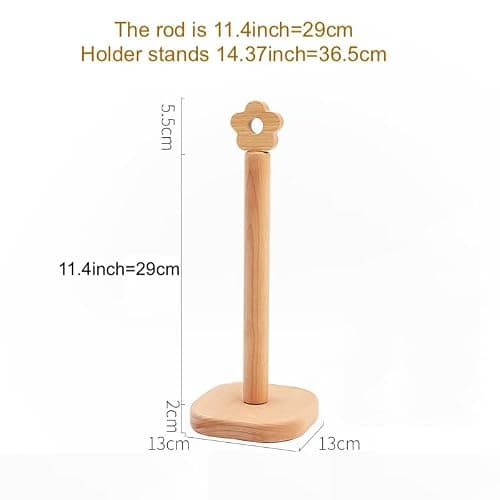 Paper Towel Holder, Wooden Kitchen Roll Stand Organizer Free Standing, Housewarming Gift Present for Friends thumbnail 3