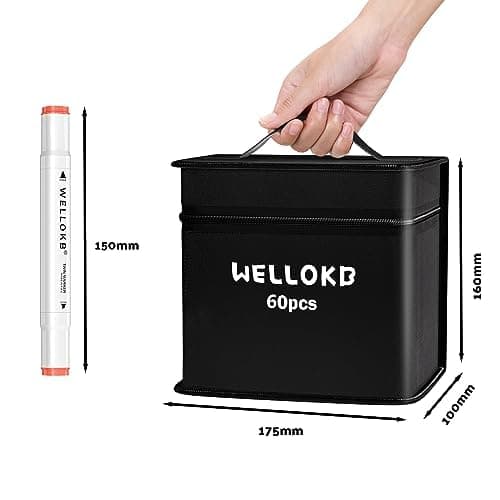 WELLOKB Alcohol Markers,80 Colors Dual Tip Permanent Art Markers for Kids Adults Coloring Illustrations Sketch,Christmas gift for 6-9 kid,Alcohol Based Marker with Case,for Book Painting Card Making thumbnail 2