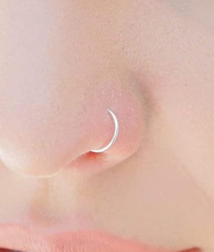 MODRSA 20g Nose Rings Hoops Nose Studs for Women Surgical Steel Hypoallergenic 20 Gauge Nostril Piercing Jewelry L Shape Crokscrew Silver Rose Gold Black Hoop Nostril Rings for Men thumbnail 2