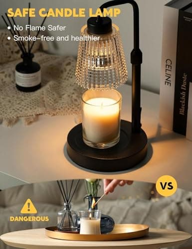 Candle Warmer Lamp with Timer & Dimmer – Adjustable Height Wax Melter for Scented Jar Candles – Flameless Electric Candle Heater for Home Fragrance & Gifts (Black) thumbnail 3