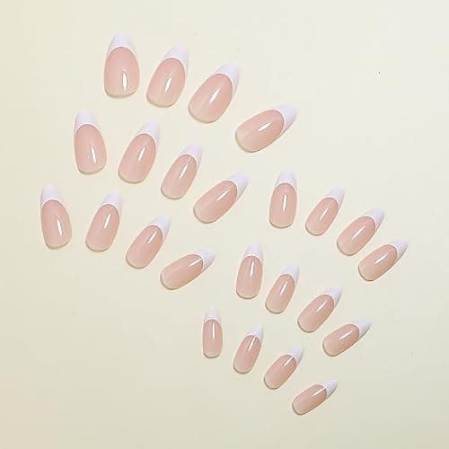 French Press On Nails - Christmas Stocking Stuffers Gitfs for Women Short Almond Pink False Nail Tips, Gitfs for Women 24 Pcs Stick On Nails, Supremely Fit & Natural Reusable Nails in 12 Sizes thumbnail 5