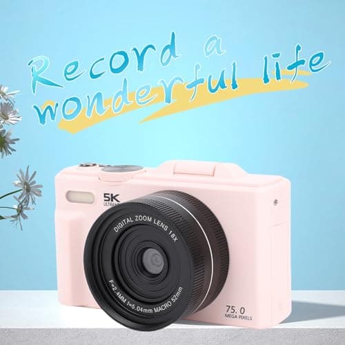 Jiawu Digital Camera for Photography, 5K 75MP Autofocus Vlog Camera with 3 Inch 180° Flip Screen, 18X Digital Zoom Point and Shoot Cam, Mini Video Cameras for Teens Adults Seniors thumbnail 5