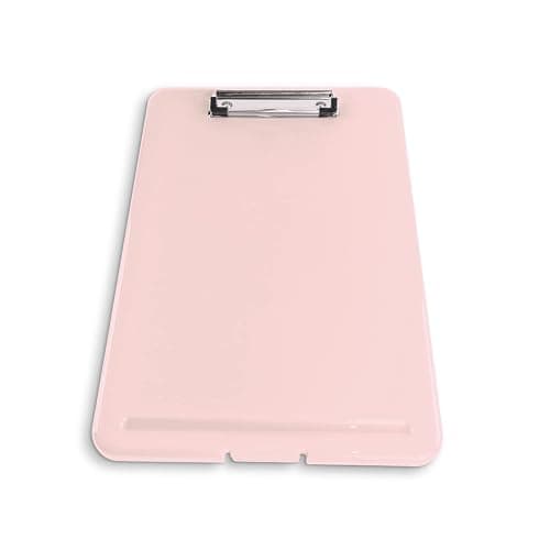 Clipboard with Storage Slim Folding for Nursing, Teachers, Coaches & Office, Plastic Heavy Duty with Pen Holder (9.5” x 13.5”) (Light Pink) thumbnail 5