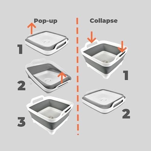 GIMWA Collapsible Wash Basin for Baby Bottles - 2.4 Gallons Portable Wash Bin for RV Camping Sink, Space-Saving Dish Tub (Green) thumbnail 6