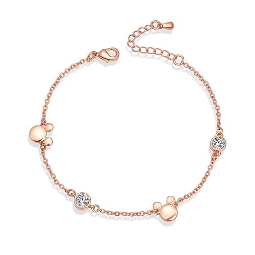 Dainty Mouse Bracelet Crystal Cubic Zirconia Mice Animal Adjustable Chain Hand Wrist Bracelets Cute Jewelry Gifts for Women Christmas Birthday - Image 1