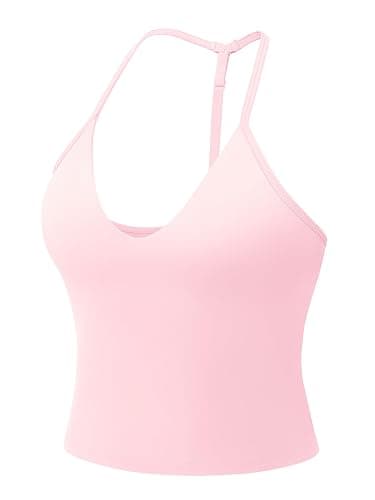 YEOREO CoreFlex Women's Impact Halter Tank Top Strappy Padded Open Back Deep V Neck Built-in Bra Workout Gym Crop Tops - Image 1