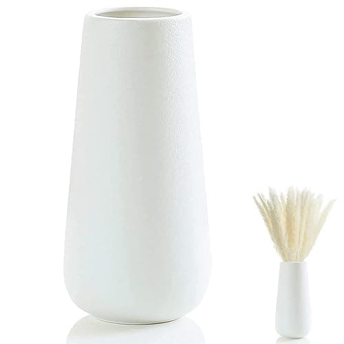 Weiße Vasen Keramik, Vase Weiß, Vasen Deko Keramik, Blumenvase Decorative, Vase Für Pampasgras, Für Pampasgras, Ideal Zur Lagerung Von Blumen Anderen Deko, Blumenvase Deko Wohnzimmer, Schlafzimmer - Image 1