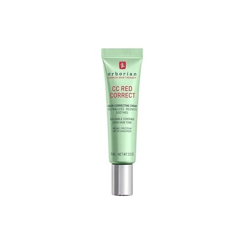 Erborian CC Red Color-Correcting Cream with SPF 25, Korean Skincare | Primer, neutralizes redness, calming, lightweight, evens tone, soothing, blurring, buildable, everyday wear, green pigment - Image 1