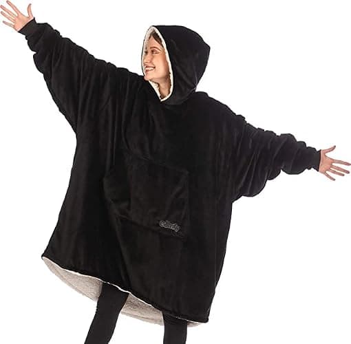 THE COMFY Original | Sherpa Lined Microfiber Fleece Wearable Blanket With Hood From Shark Tank, Oversized Design With Pocket thumbnail 4