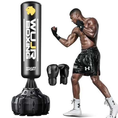 70'' Freestanding Punching Bag with Boxing Gloves Heavy Boxing Bag with Suction Cup Base for Adult Men Stand Kickboxing Bag thumbnail 6