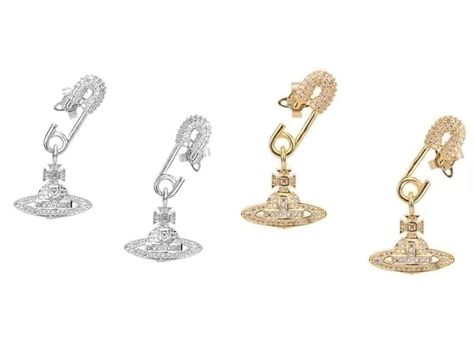 Colorful Saturn Earrings for Women - Punk Two-sided Pin Clip Zircon Saturn Earrings Ear Studs(Silver) thumbnail 8