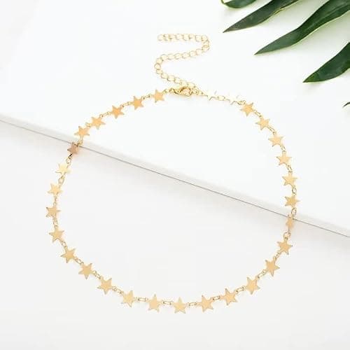 Blue Drop Gold Plated Star Necklace For Women Star Choker Necklace Simple Statement Jewelry Gift thumbnail 4