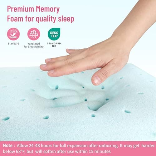 CushyOasis Memory Foam Pillows for Side, Back and Stomach Sleepers, Set of 2, Bed Pillow with Washable Cover and Breathable Mesh, Bed Pillow for Sleeping (Pink，Standard Size) thumbnail 4