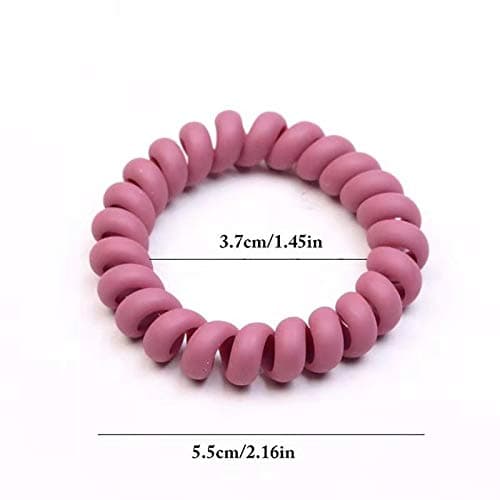 Spiral Hair Ties Set - 10 Piece Medium Coil Elastics for Thick Hair, Multicolor No-Crease Telephone Cord Plastic Ties for Women and Girls (Matte Color) thumbnail 3