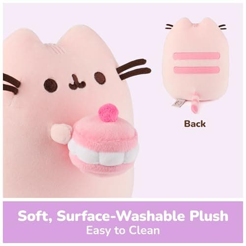 GUND Pusheen Cherry Macaron Squisheen Plush, Squishy Toy, Collectible Dessert Food Toy, Cat Stuffed Animal for Ages 8 and Up, Pink, 9.5” thumbnail 4