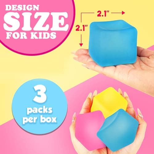 Fidget Toy Stress Cube 3 Pack, Squishy Gel Filled Fidgets for Anxiety Relief, Calming Toys for Kids, Adults, Teens (3 pcs) thumbnail 6