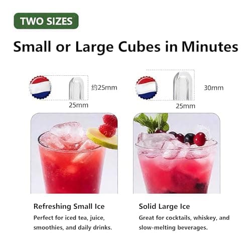 Wacloud Portable Countertop Ice Maker Machine – 1.3L Water Tank, 12KG/26lbs Daily Ice Output, 2 Ice Sizes, Auto Clean, Bullet Ice Cubes – Small Mini Cube Maker for Home, Office, RV, and Outdoor Use thumbnail 4
