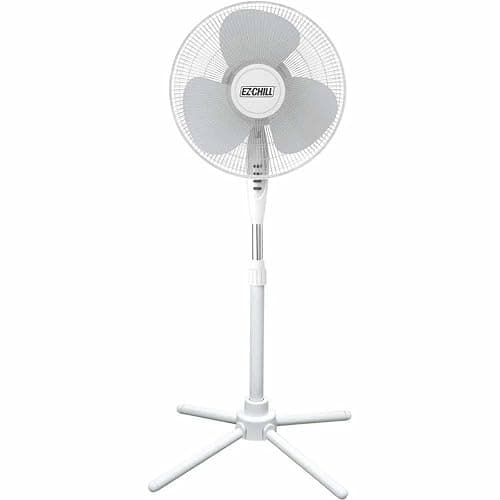 EZ-CHILL 16” Oscillating Pedestal Fan, 3-speed Options, 90-Degree Oscillating Head, Adjustable Height and Tilt, Powerful Air Flow, White, MTSP15-16AZ - Image 1