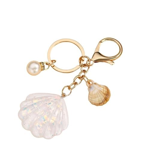 MMIUAEG Shell Beach Keychain for Women Colorful Glitter Seashell Charms Keyring Sea-Themed Keychain Bag Decors - Image 1