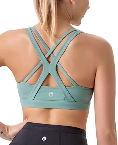 RUNNING GIRL Sports Bra for Women, Medium-High Support Criss-Cross Back Strappy Padded Sports Bras Supportive Workout Tops - Image 1