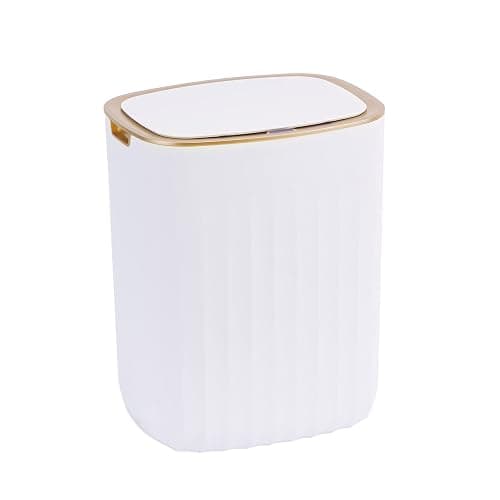 ELPHECO 3.5 Gallon Waterproof Motion Sensor Bedroom Trash Can with Lid Bathroom Decor, Bathroom Accessories Automatic Garbage Bin for Living Room Office, Golden - Image 1