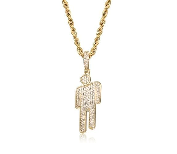 AOLIAY Stylish Villain Necklace, Stainless Steel Bowed Head Pendant Zircon Hip Hop Couple Pendant Necklace (golden) 1PC - Image 1