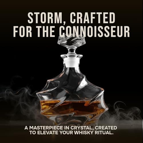 TsukiGlass Storm Japanese Crystal Whisky Decanter – 100% Ultra Clarity Lead-Free Crystal – 750ml Elegant Liquor Carafe for Whiskey, Scotch, Bourbon & Spirits thumbnail 2