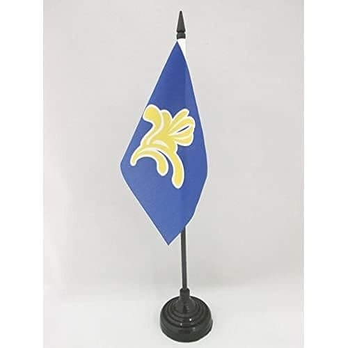 Brussels-Capital Region Table Flag 4'' x 6'' - Bruxelles-Capitale Desk Flag 15 x 10 cm - Black plastic stick and base - AZ FLAG - Image 1