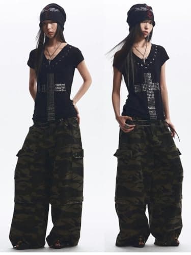 TYATVS Gyaru Clothes Oversized Cross Print T-Shirt Y2k Vintage Alt Scene Emo Clothes 2000s Clothing Grunge Harajuku (Medium,Black) thumbnail 6