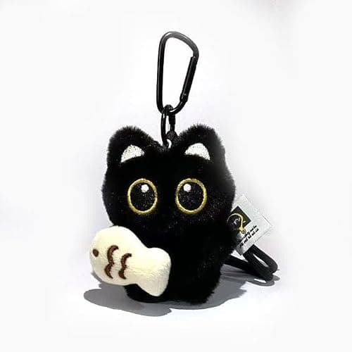 BONTOUJOUR Super Cute Funny Big Eyes Black Cat Lucky Kitty Theme Keychain Good Luck Siamese Key Chain Ring Bag Pendant thumbnail 4