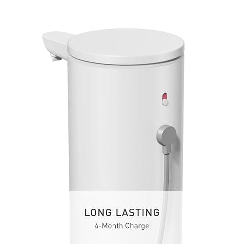 simplehuman Sensor Pump Stainless Steel, 9 oz., Automatic Soap Dispenser for Kitchen and Bathroom, Touch-Free, Variable Dispense for Volume Control, White thumbnail 5