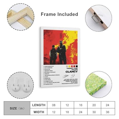 Twe-nty One Pilots Poster Clancy Signature Poster Canvas Painting Wall Art Picture Home Decor Print For Bedroom Living Room Dorm Study Bar Office 12x18inch(30x45cm) thumbnail 4