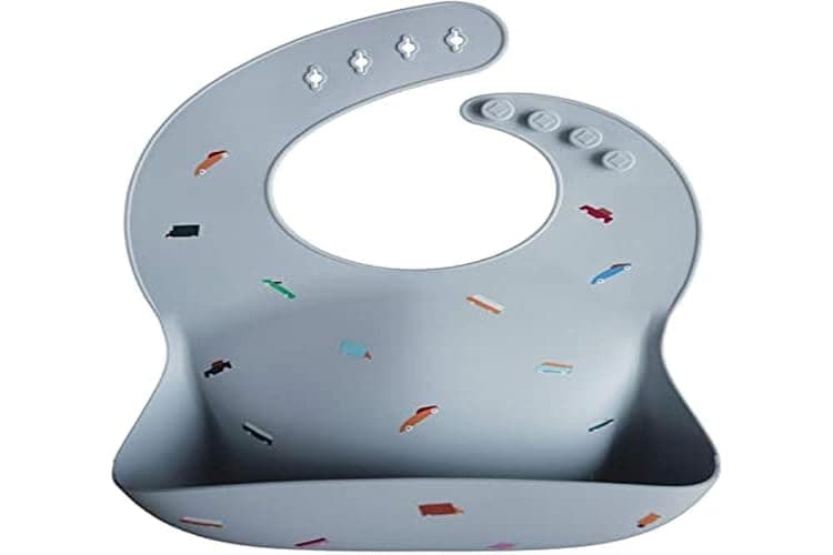 Mushie Baby Silicone Bib | Adjustable Fit Waterproof Bibs | Easy Wipe Baby Feeding Bibs | 4 Adjustable Sizes with Deep Front Pockets | 100% BPA and Phthalate Free thumbnail 4