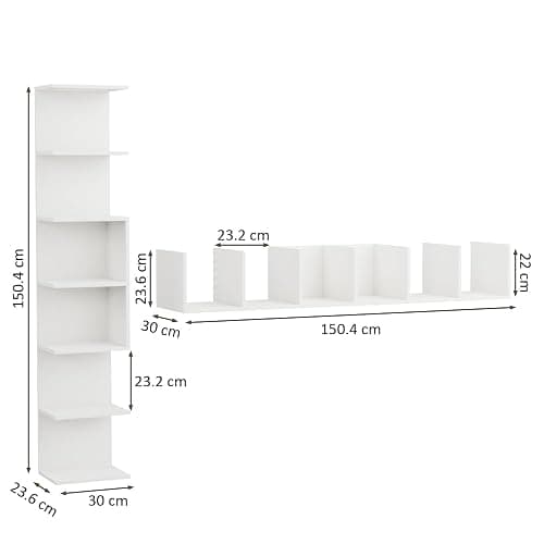 ComfortCove Wall Shelf Bookcase, Wall Mounted Unit, Shelf Units, Floating Shelves, Bookcase, Storage Organizer for Bedroom, Living Room, Bathroom, Kitchen, Office, 7 Tier, White thumbnail 3