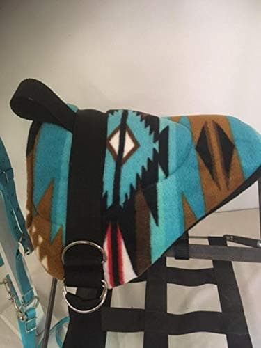 Party Ponies Miniature Horse/SM Pony Childrens Bareback Saddle PAD Set with BITLESS Bridle - Cinch Upgrade - Turquoise Indian Native Set thumbnail 4