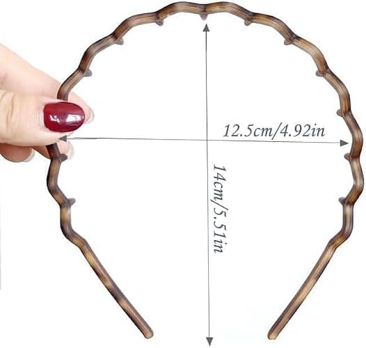 LZEDIRA 2PCS Unisex Adult Men Women Girls Plastic Wavy Tooth Headband, Black, Brown thumbnail 2