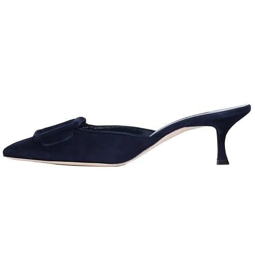 Divanne Heeled Mules for Women, Pointed Toe Slingback Pumps Buckle Kitten Heels Mules Slides Backless Dress Sandals thumbnail 4