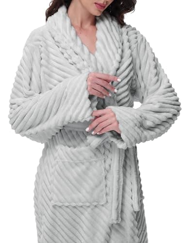 Yurhap Premium Robes for Women - Super Soft Cozy Fleece Womens Robe Plush Long Bathrobe thumbnail 4