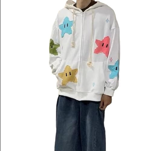 Tooe Women's Preppy Star Zip Up Hoodies Y2K Graphic Vintage Jacket Harajuku Baggy Sweatshirts Alt Long Sleeve Clothes thumbnail 2