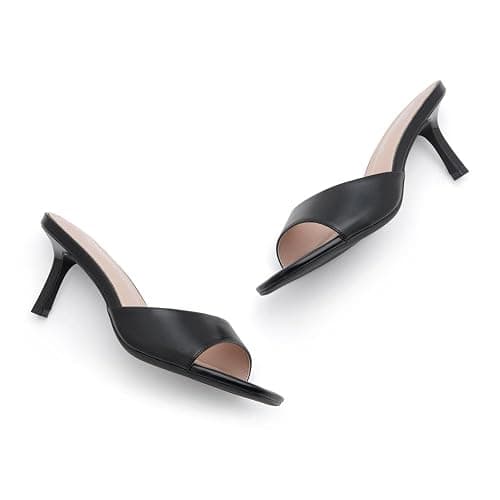 Shoe Land Women's Low Heels Stiletto Heeled Slides, Open Toe One Band Slip-On Heeled Mules – Dressy Heeled Sandals for Prom, Party Wedding and Vacation thumbnail 3