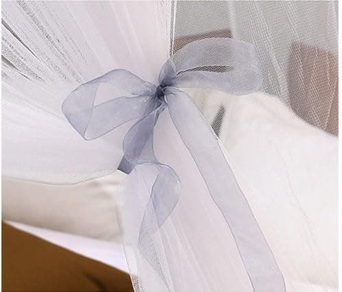 Kertnic Mosquito Net Bed Canopy for Girls, Princess Canopy Bed Curtain Fine Sheer Mesh Dome Bed Canopies, Girls & Adults Lace Tent for Twin Full Queen King Bed (White) thumbnail 7
