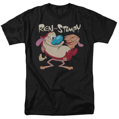 Popfunk Classic Ren and Stimpy Two of a Kind Unisex Adult T Shirt, Black, Large - Image 1
