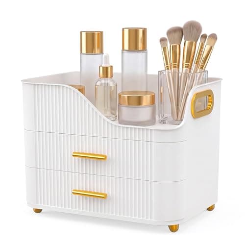 Booklov Countertop Makeup Organizer with Drawers, 3 Tier Large Cosmetic Storage Box for Vanity, Bathroom Counter, Dresser, Skincare Display Case for Lipsticks, Beauty Palettes, Teen Girl Gifts, White thumbnail 10