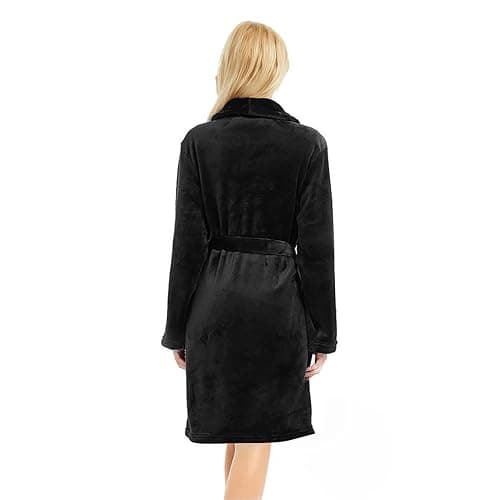U2SKIIN Women Fleece Robe, Short Cozy Plush Robes for Womens Soft Shawl Collar Warm Spa Bathrobe thumbnail 2