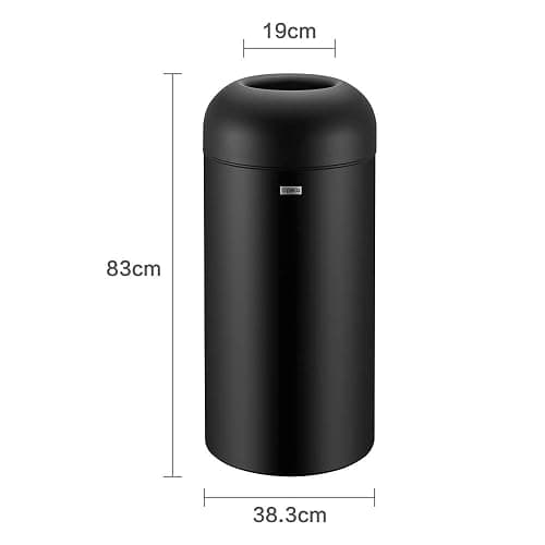 Upella 71 Liter / 18.8 Gallon Commercial Open Top Trash Can, Big Capacity, Brushed Stainless Steel (Black) - B thumbnail 6