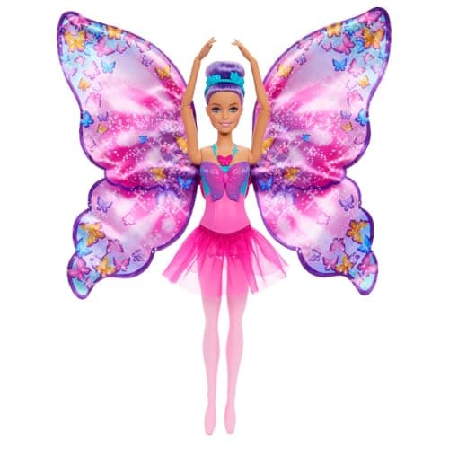 Barbie Dance and Flutter Doll with 2-in-1 Transformation from Dancer to Butterfly with Opening Wings, Purple Hair, Headpiece & Removable Tutu thumbnail 2