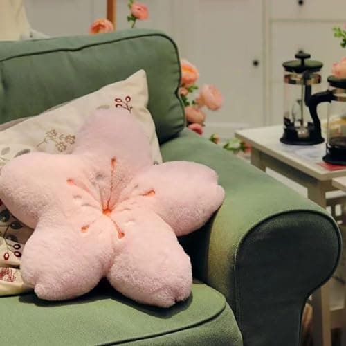 GEXUANCHEN Cherry Blossom Plush Throw Pillow Living Room Sofa Pillow Flower Chair Cushion Throw Pillow (15.74 * 15.74, Pink) thumbnail 2