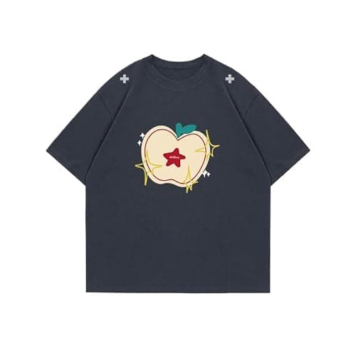 JOLILUNA Whimsy Twee Clothes for Women Oversize Graphic Apple Tee Y2k Fashion Whimsical Clothes 2025 thumbnail 9
