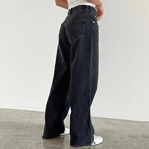 Women Y2K Low Rise Baggy Jeans Wide Leg Loose Fit Boyfriend Straight Leg Trendy Stretch Denim Pants Streetwear thumbnail 2
