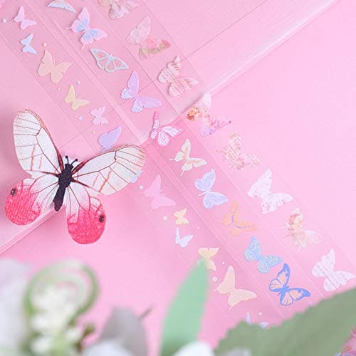 10 Rolls Waterproof Plastic Tape Cute 15mm Wide Self-Adhesive Tape Butterfly and Fruits Pattern Masking Clear Printed Sticker Lovely Gift for Scrapbook, Bullet Journal, Planner, Arts & Crafts-65.6 Ft thumbnail 3
